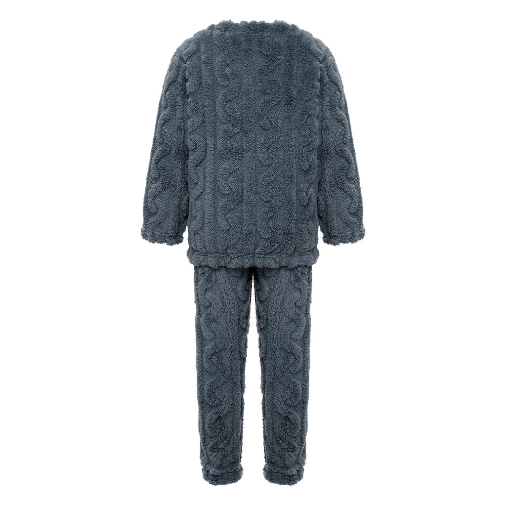 Kids Girls Set Nightwear Outfits Boys Pajamas Warm Winter Homewear Round Neck