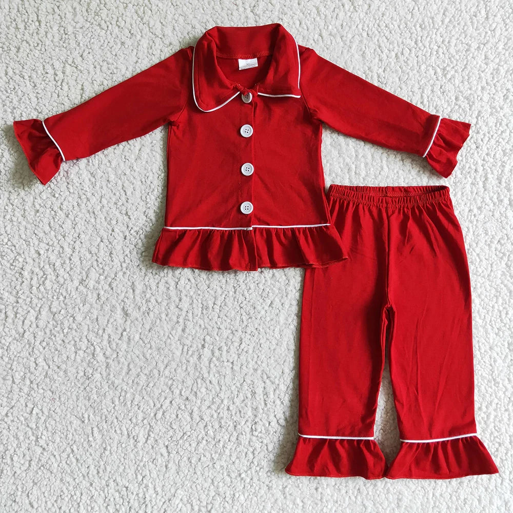Boys Long sleeve Plaid Christmas Pajamas 2Pcs Sleepwear