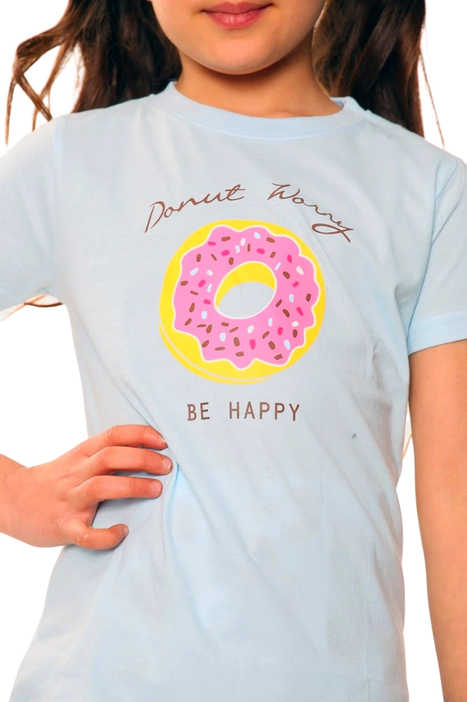 Honesty Girls 'Donut Worry Be Happy' Short Sleeve Top & Short Bottom Pyjamas