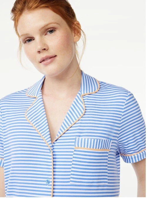 Joyspun Womens Notch Collar & Capri pants Sleep Set, Size S - 3XL