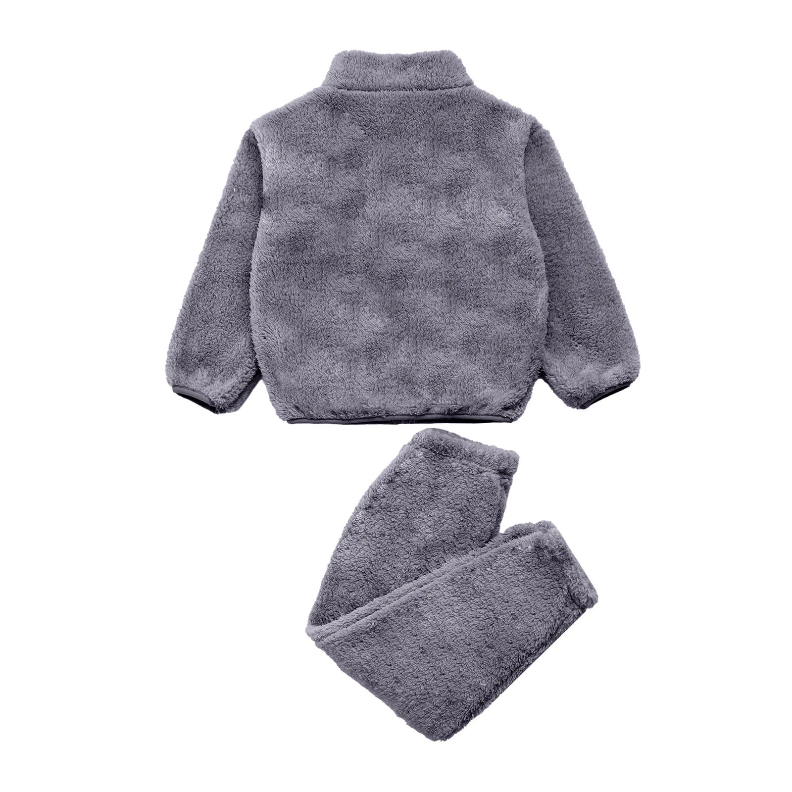 Unisex Kids Pajama Girls Outfit Stand Collar Set Jacket Nightwear Zipper Warm