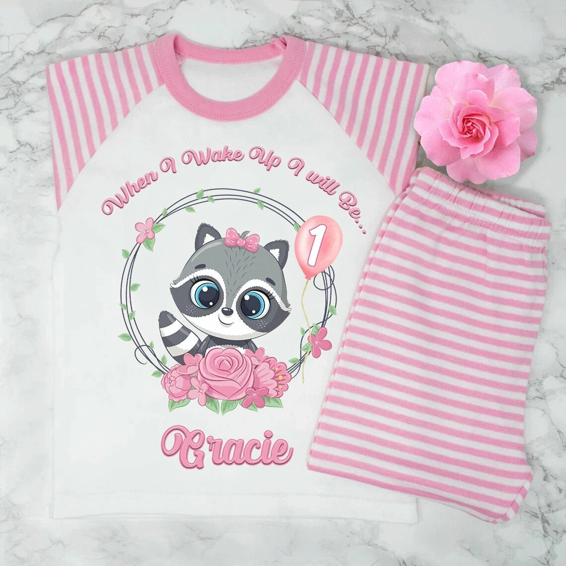 Personalised Girls when i wake up i will be 1...2...3.... Pyjamas Very Cute