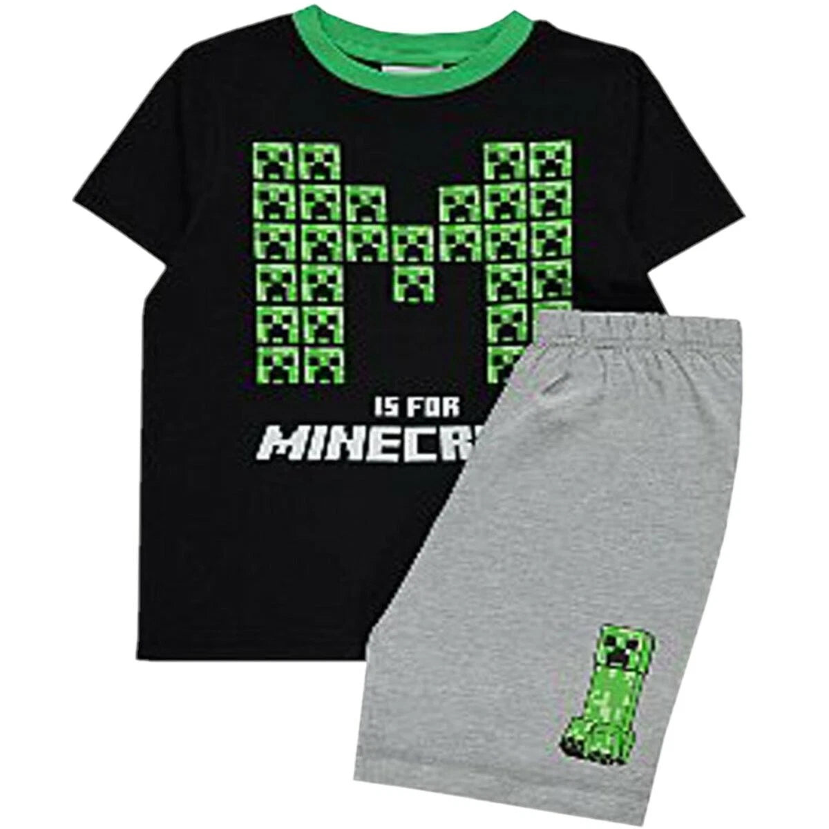 Boys Kids Children Minecraft Short Sleeve Pyjamas T-Shirt Shorts Age 6-14years