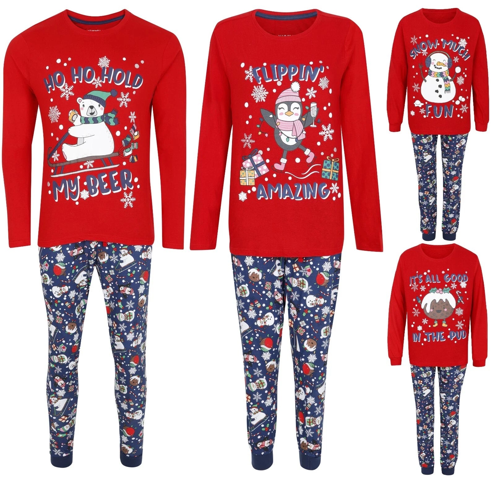 Christmas Pyjamas Family Matching Mens Ladies Boys Girls XMAS Novelty PJ Sets
