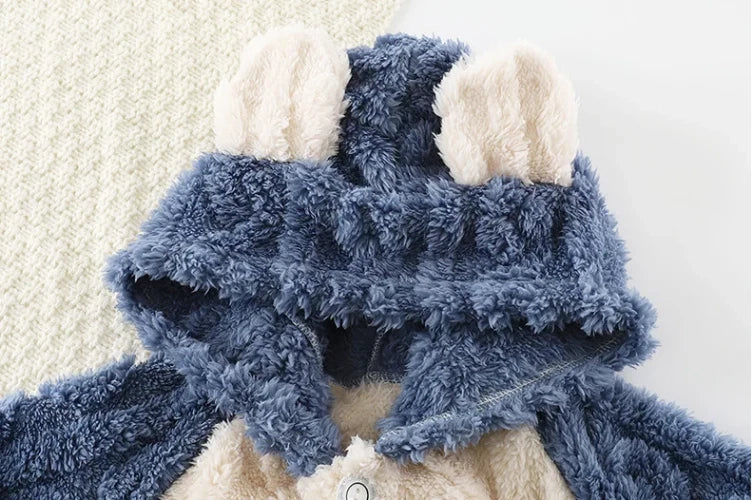 Winter Flannel Pajamas Sets Baby Boys Girls Clothes Warm Hooded Sleepwear Pijama