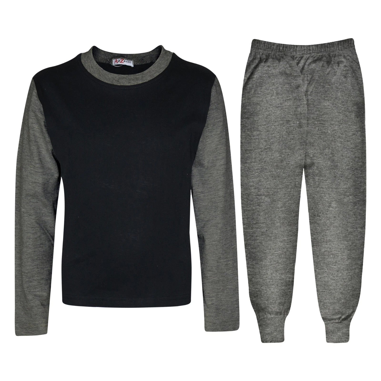 Kids Boys Girls Contrast Color Pjs Plain Stylish Pyjamas Set New Age 2-13 Years