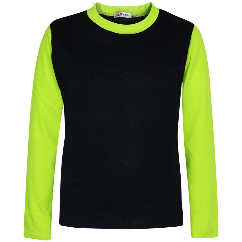 Kids Boys Girls Contrast Color Pjs Plain Stylish Pyjamas Set New Age 2-13 Years