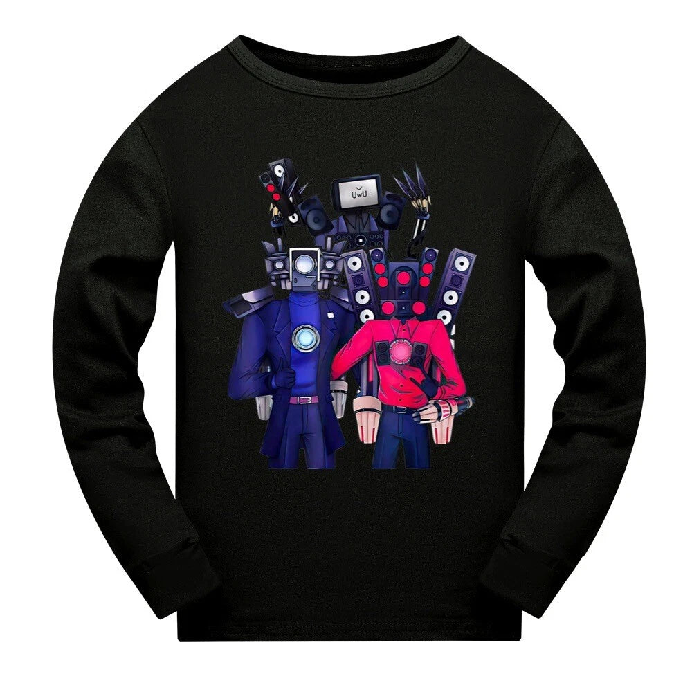 Children's Skibidi Toilet TV Men's Long Sleeve T-shirt Long Pants Pajama Set