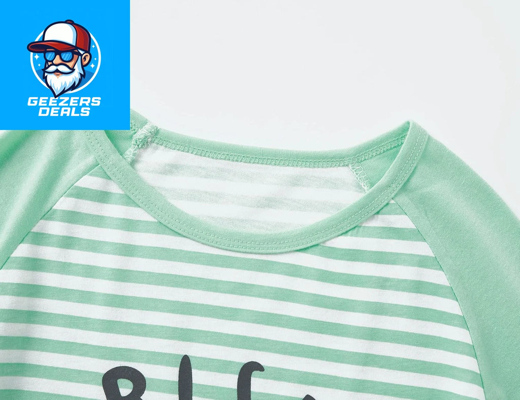 Pajamas for Girls Size 6-16 Pants & Long Sleeve Jammies Glitter Heart & Stripe T