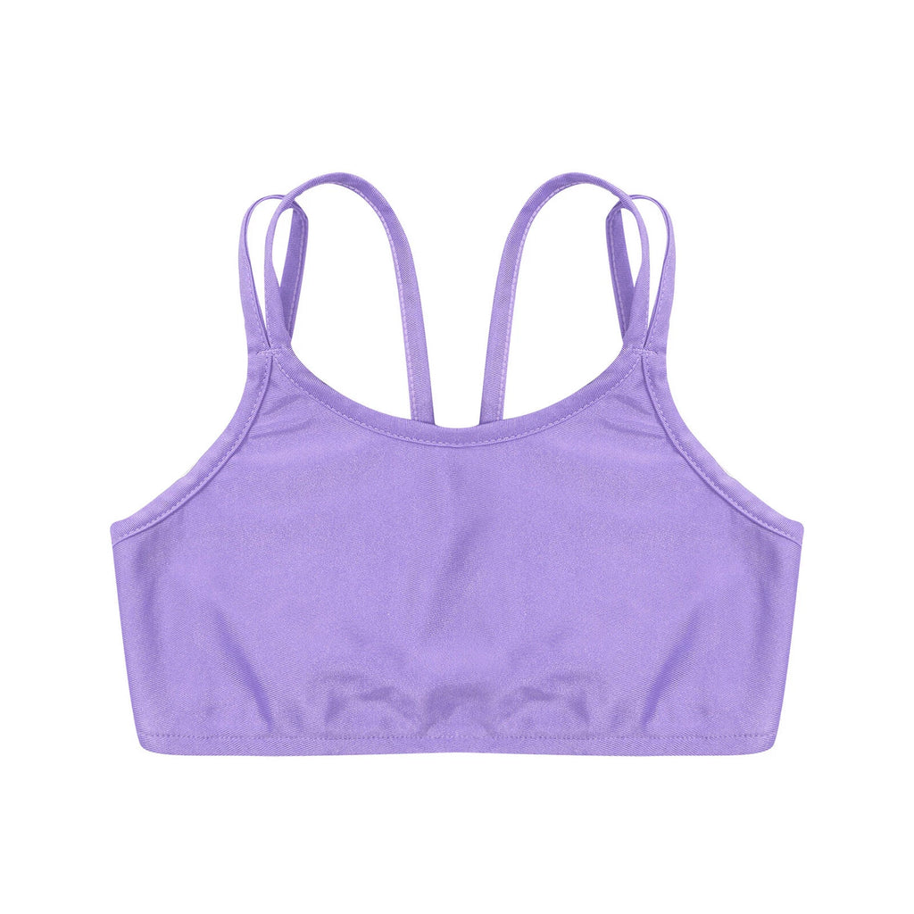 Kids Girls Pajamas Solid Color Set With Pants Outfits Nightwear Round Neck Tops