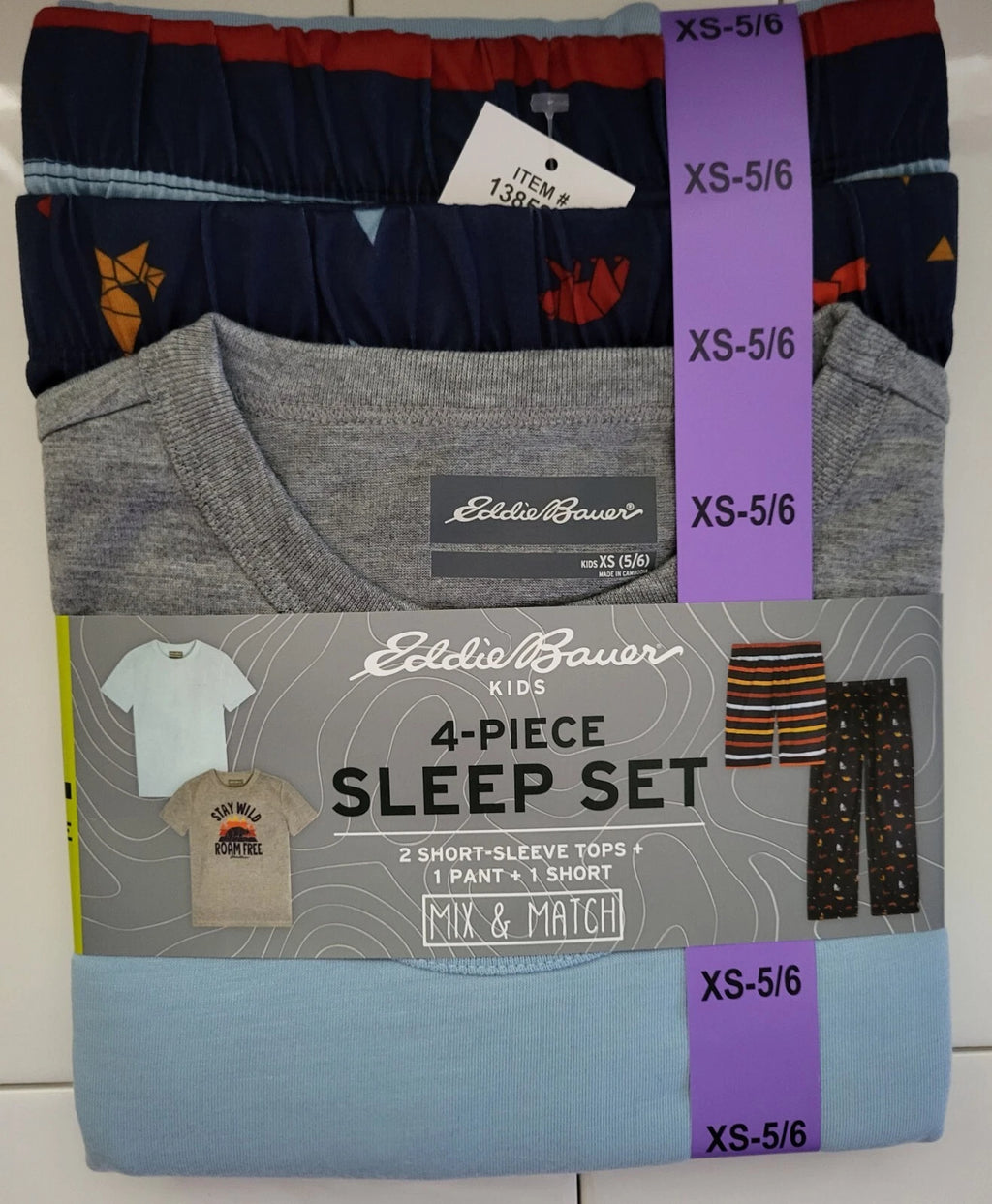 Eddie Bauer KIds 4-Piece Sleep Set Two Shirts, One Jogger, One Short
