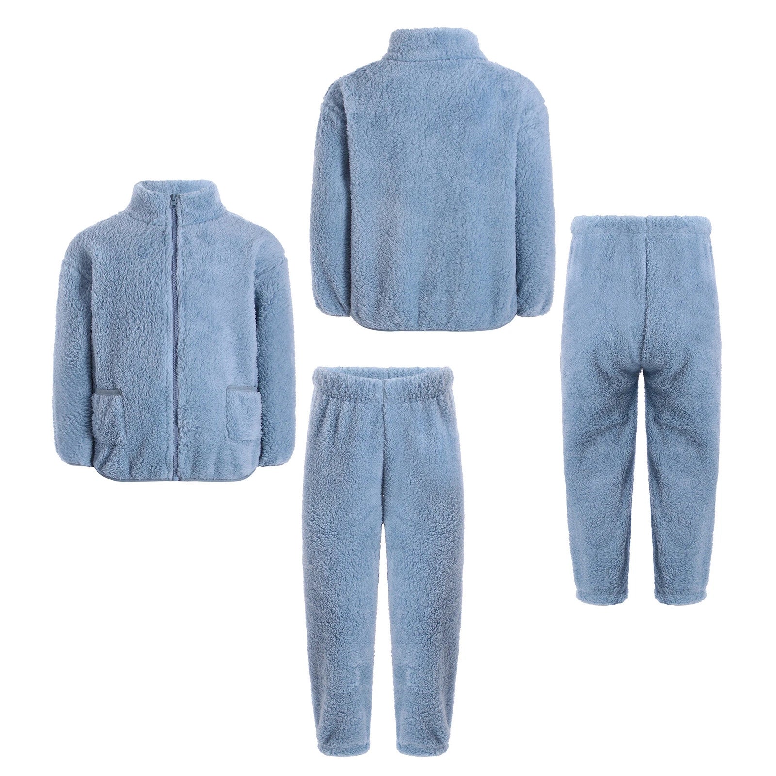 Unisex Kids Outfit Warm Set Coral Fleece Pajama Long Sleeve Casuai Tops Boys