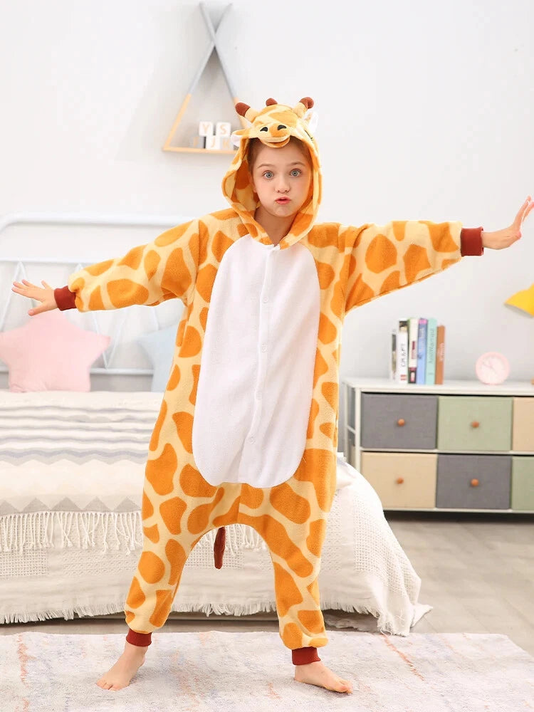 Giraffe One Piece Pajamas For Kids Unisex Christmas Winter Warm Cozy Homewear