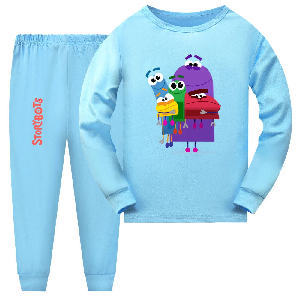 New Boy Story Robot Long Sleeve T-shirt Long Pants Casual Pajama Set Gift