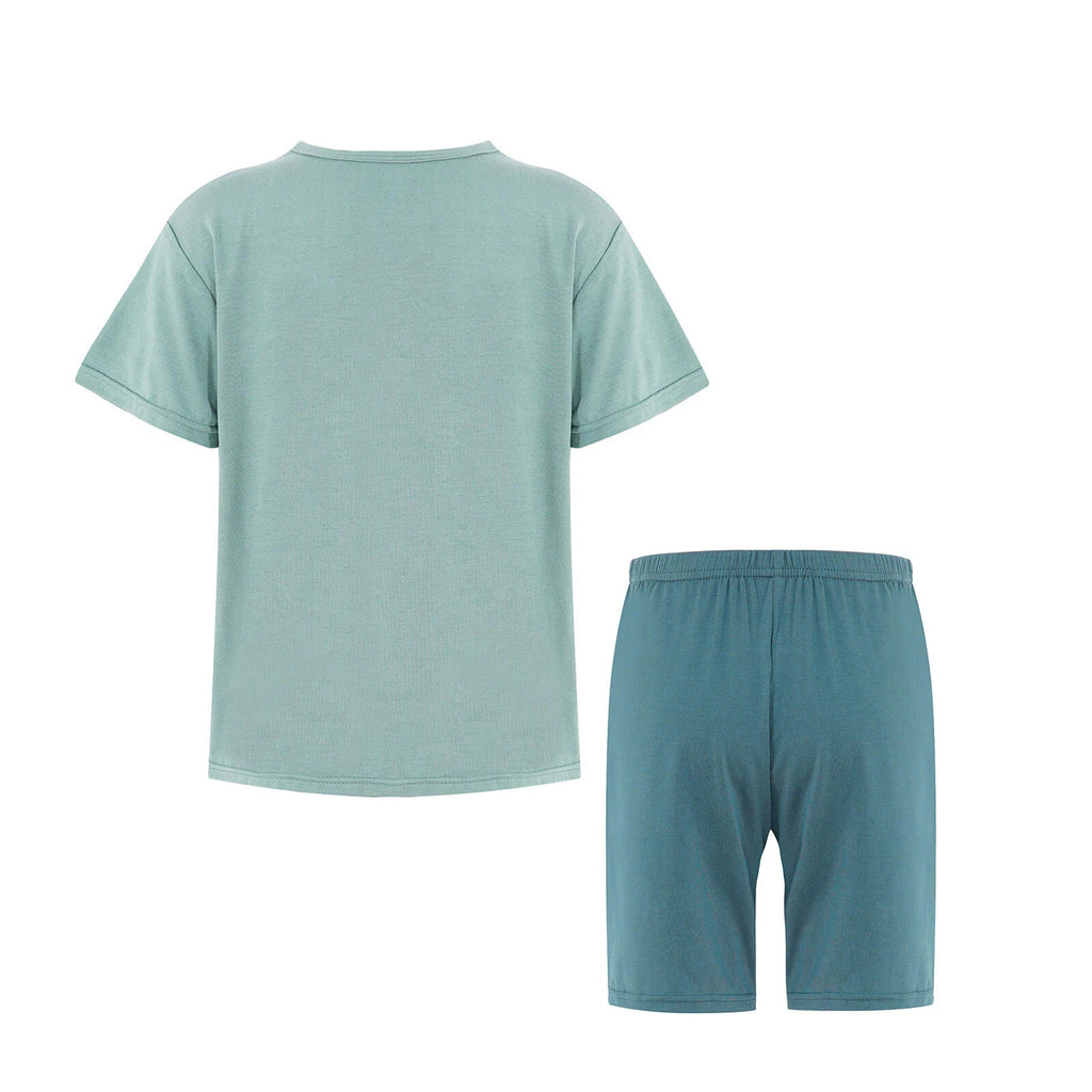 Kids Boys Girls Underwear T-shirt Pajama Set With Pants Nightwear Winter Tops