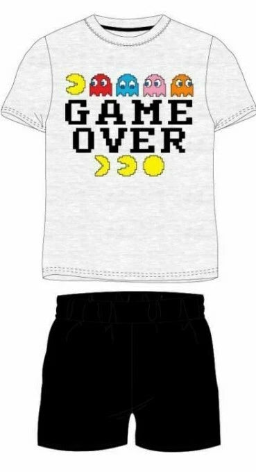 Boys PAC-MAN Gaming Short Sleeve Pyjamas pjs set, Official 7-12 yrs