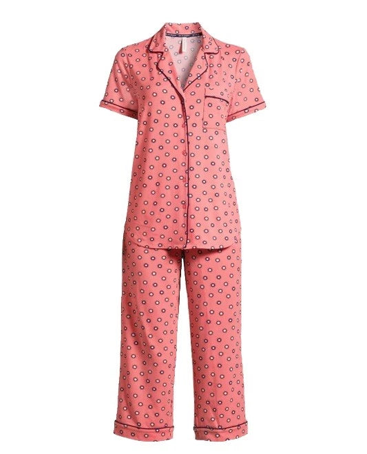 Joyspun Womens Notch Collar & Capri pants Sleep Set, Size S - 3XL