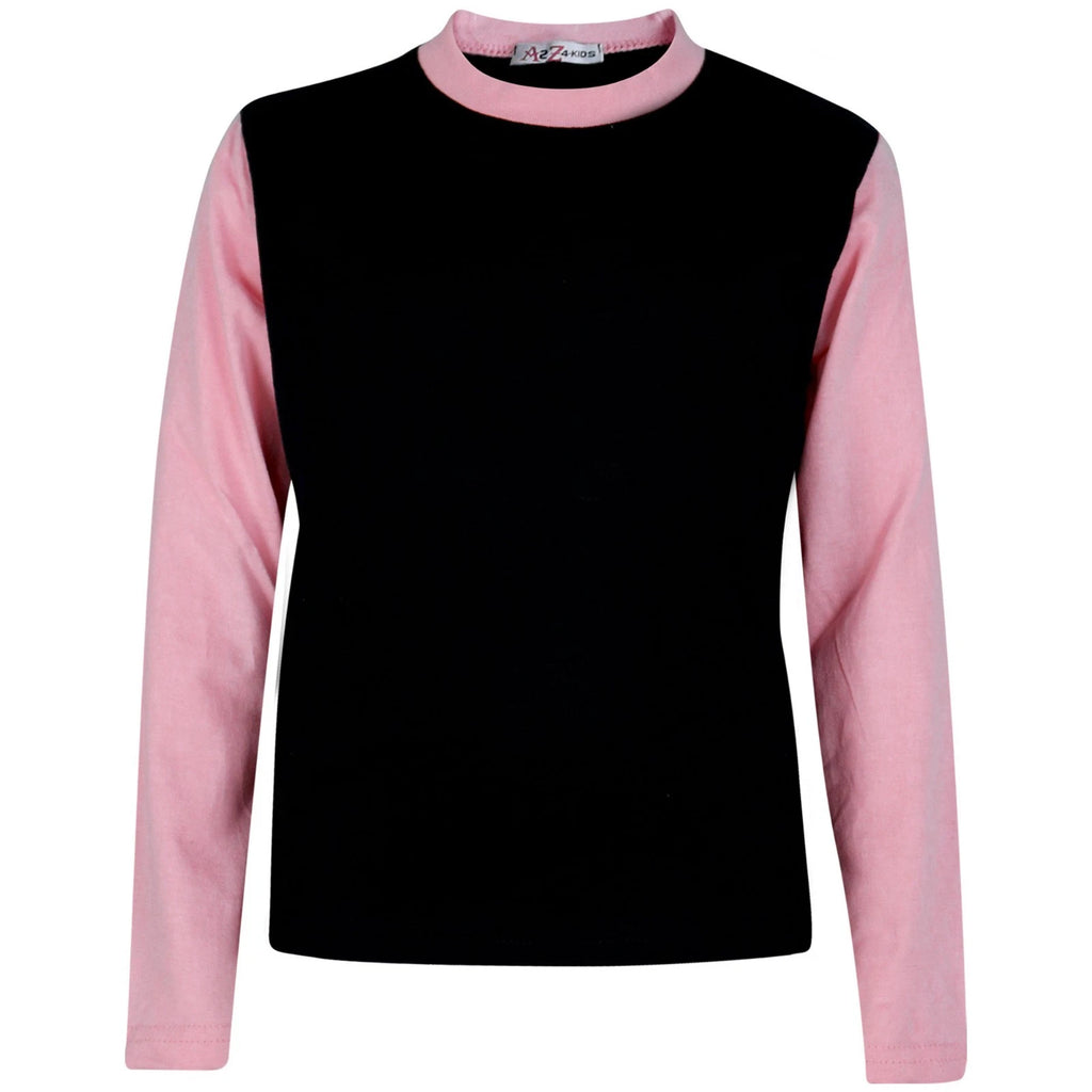 Kids Boys Girls Contrast Color Pjs Plain Stylish Pyjamas Set New Age 2-13 Years