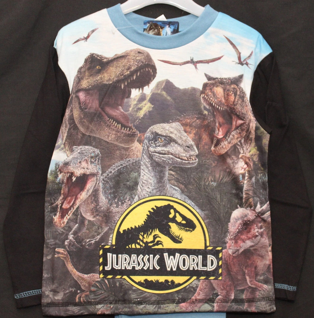 JURASSIC WORLD Boy's Pyjamas / Long-Sleeved DINOSAUR PJs - Sizes 4-10 Years