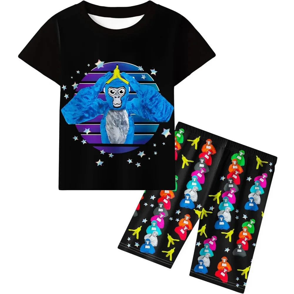 Gorilla monkey T Shirt Kids Monke Short Sleeve T-shirt Shorts Summer Pajama sets