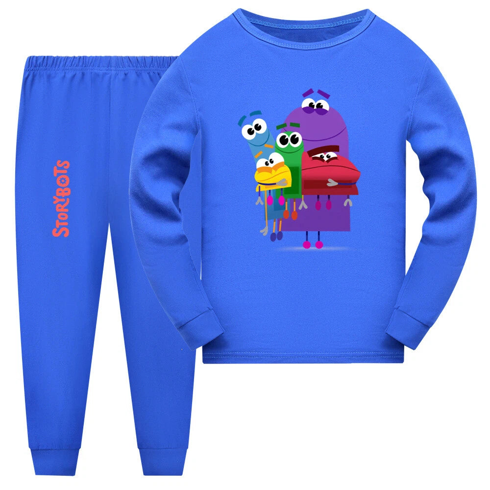 New Boy Story Robot Long Sleeve T-shirt Long Pants Casual Pajama Set Gift