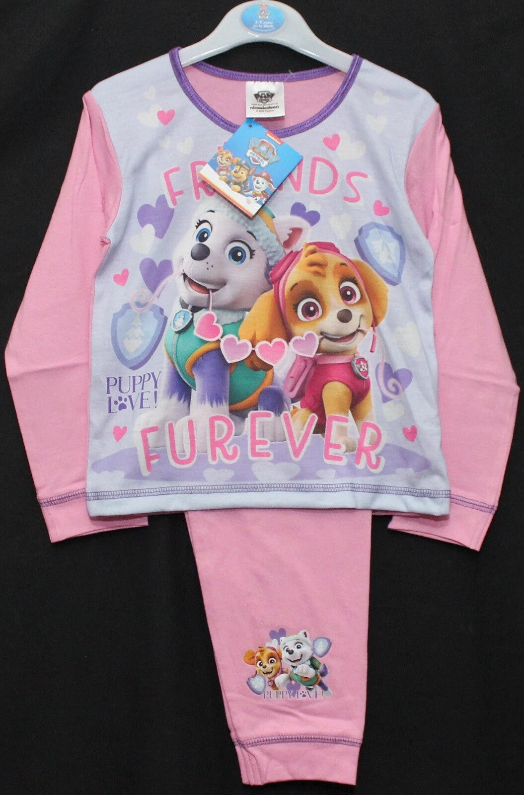 Girls PAW PATROL Pyjamas /Pink SKYE & EVEREST PJs Sizes 18 Months-5 Years