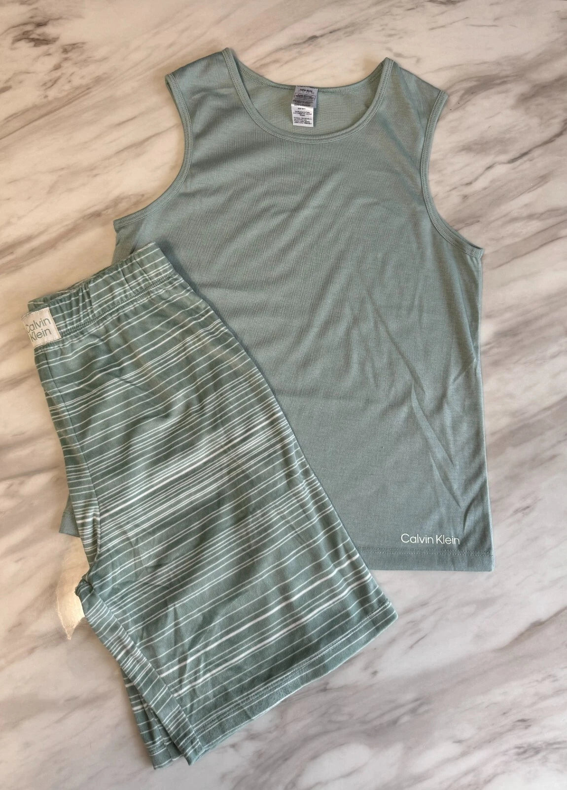 Ck Calvin Klein-Boys Short Sleeve Button-down Shirt and Shorts Pajama Set 3 NEW