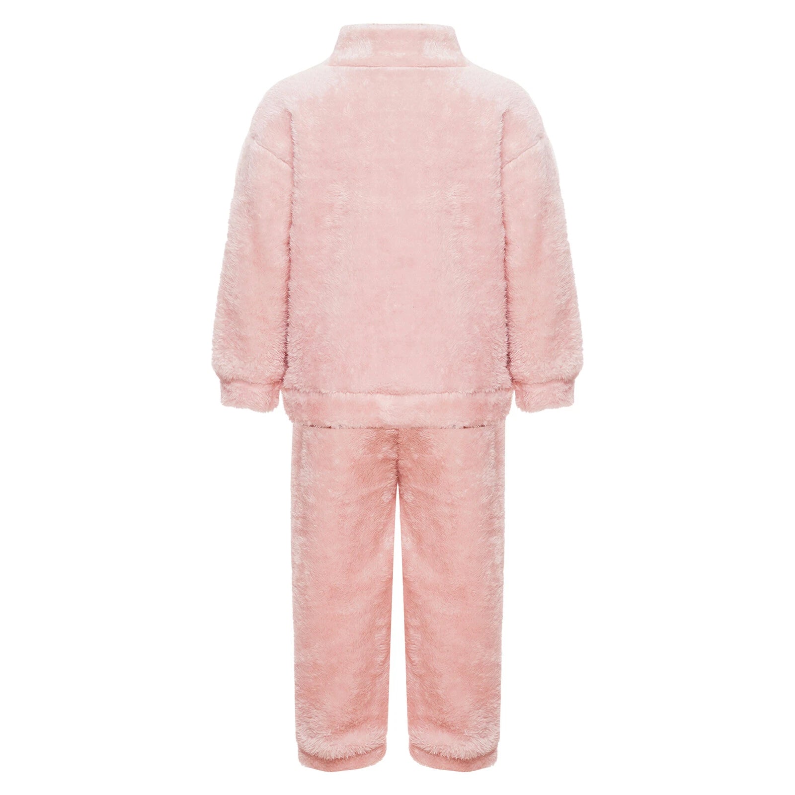 Girl Boy Sleepwear Faux Fur Pajamas Set Trousers Loungewear Buttons Pants Soft
