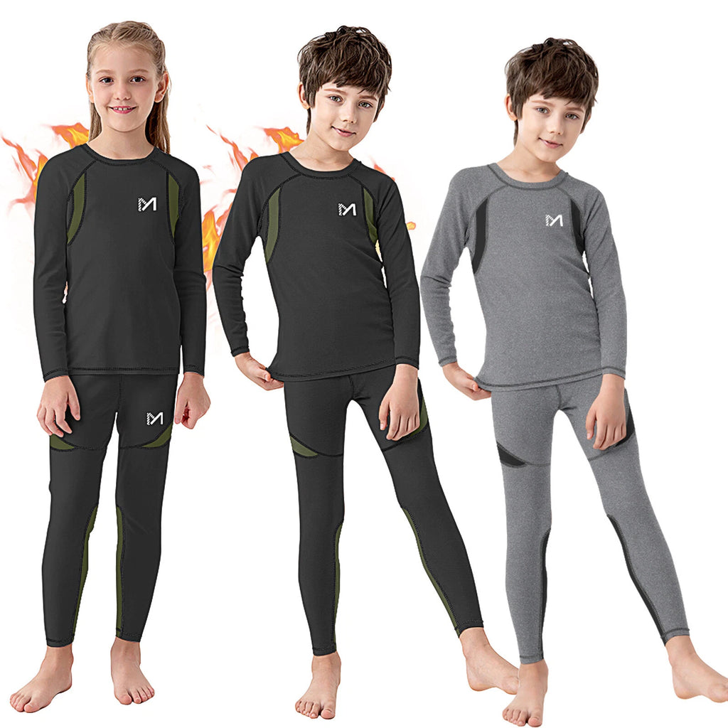 Kids Thermal Underwear for Boys, Long Johns Fleece Lined Set, Shirt & Pants