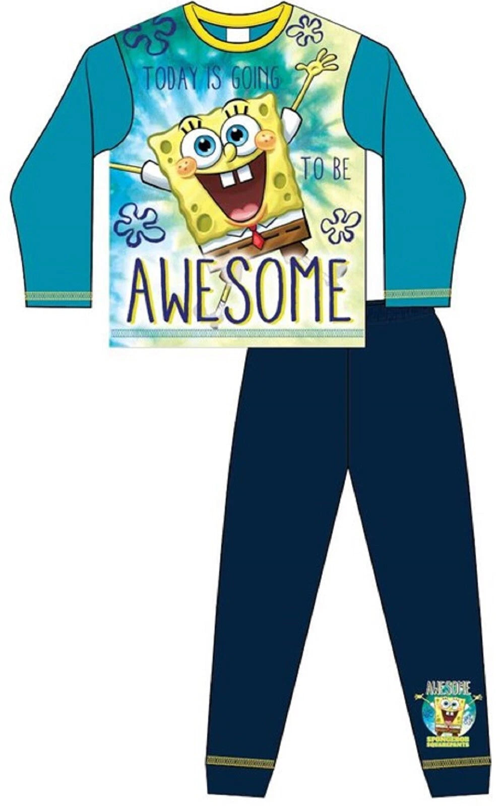 Boy's SPONGEBOB SQUAREPANTS Pyjamas / Long-Sleeved PJs - Sizes 4-10 Years