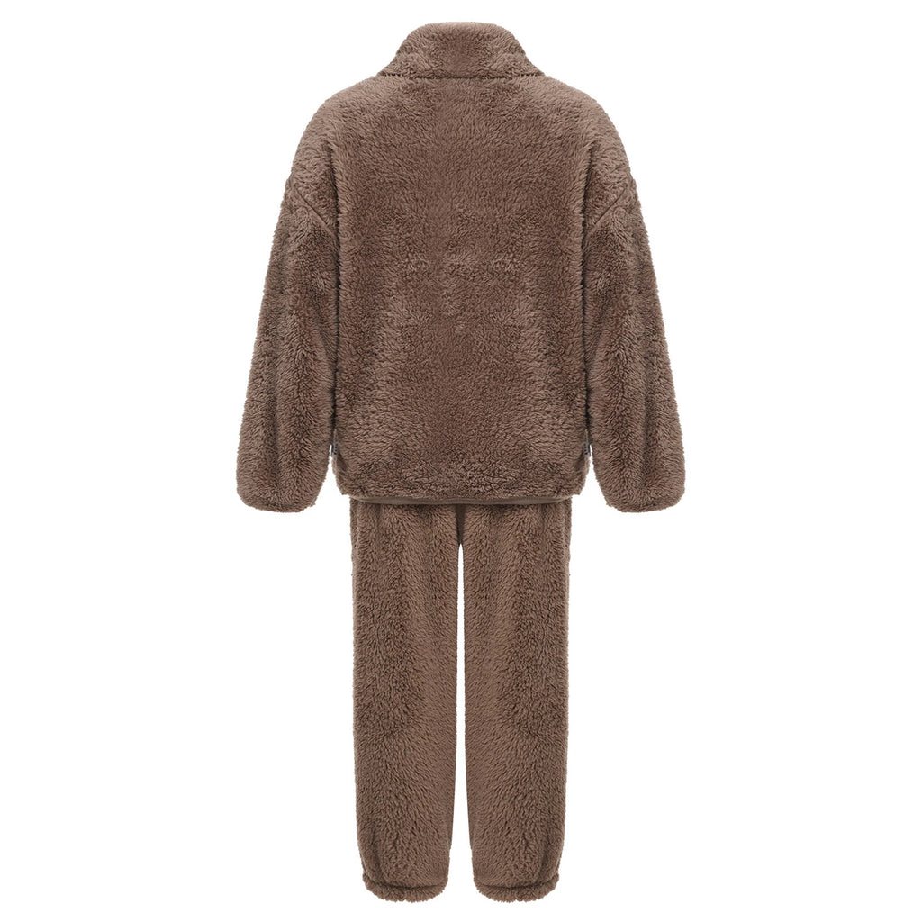 Unisex Kids Set Solid Color Outfits Flannel Sleepwear With Pants Homewear Girls