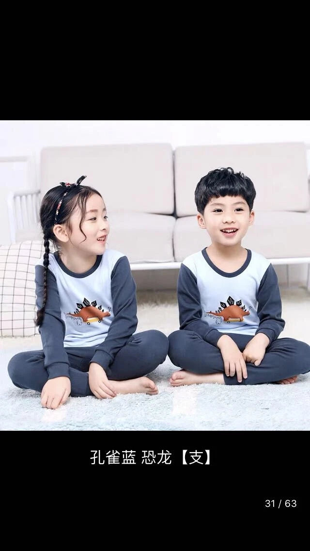 Kids Pajamas Set for Boys/Girls Pjs Baby 100% Cotton Long Sleepwears (dinosaur)