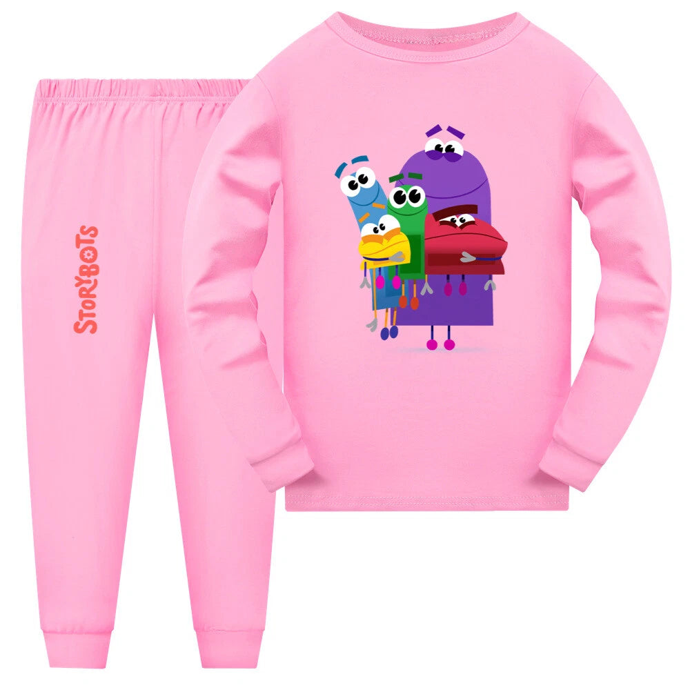 New Boy Story Robot Long Sleeve T-shirt Long Pants Casual Pajama Set Gift