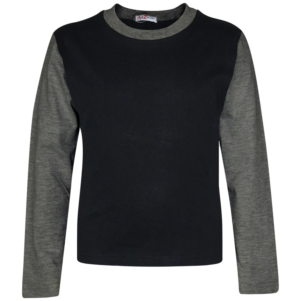 Kids Boys Girls Contrast Color Pjs Plain Stylish Pyjamas Set New Age 2-13 Years