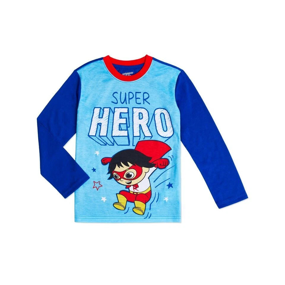 Minecraft / Ryan's World Superhero / SpongeBob Boys Long Sleeve Pajamas 2-PC Set