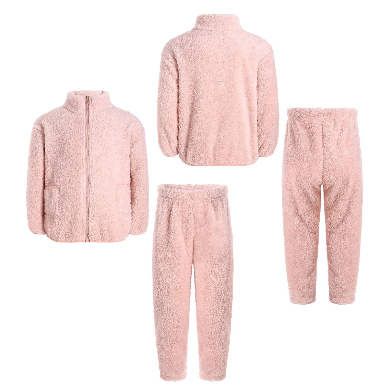 Unisex Kids Outfit Coral Fleece Pajama 2 Piece Set Sleepwear Costume Suit Warm