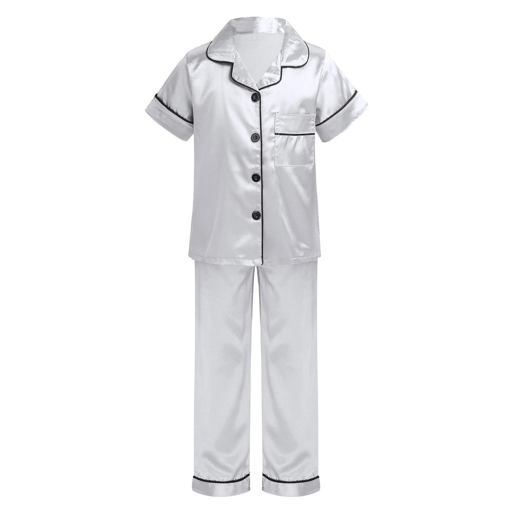 Girl Boy Sleepwear Faux Fur Pajamas Set Trousers Loungewear Buttons Pants Soft