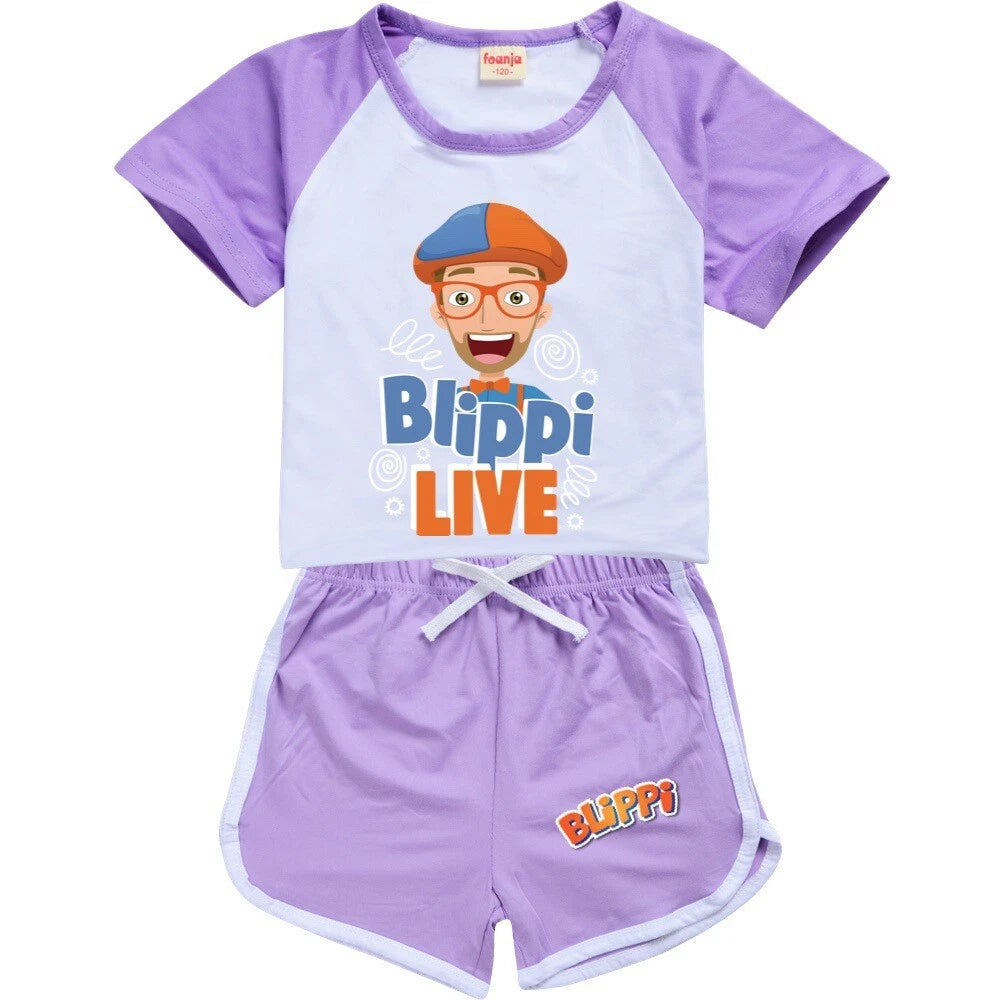 Popular Blippi children's short clothing T-shirt long pants pajamas sports suit