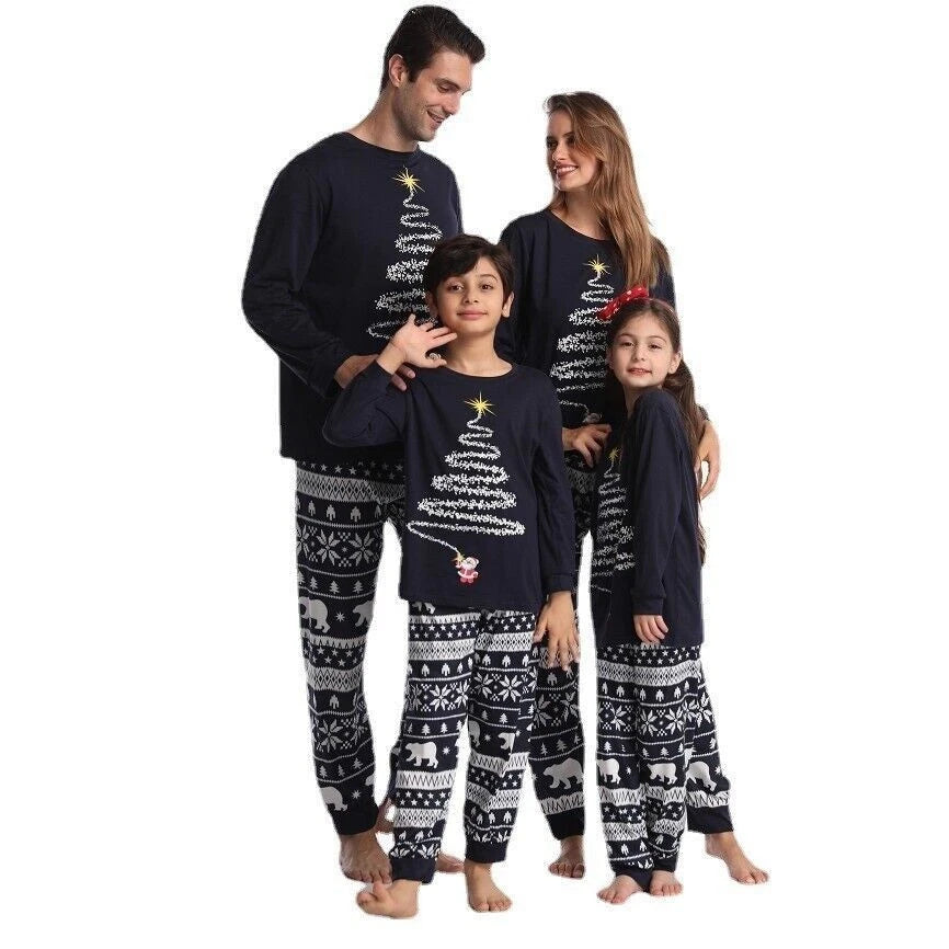 Family Matching Christmas Pyjamas Adult Kids Xmas Nightwear Pajamas Pjs Set