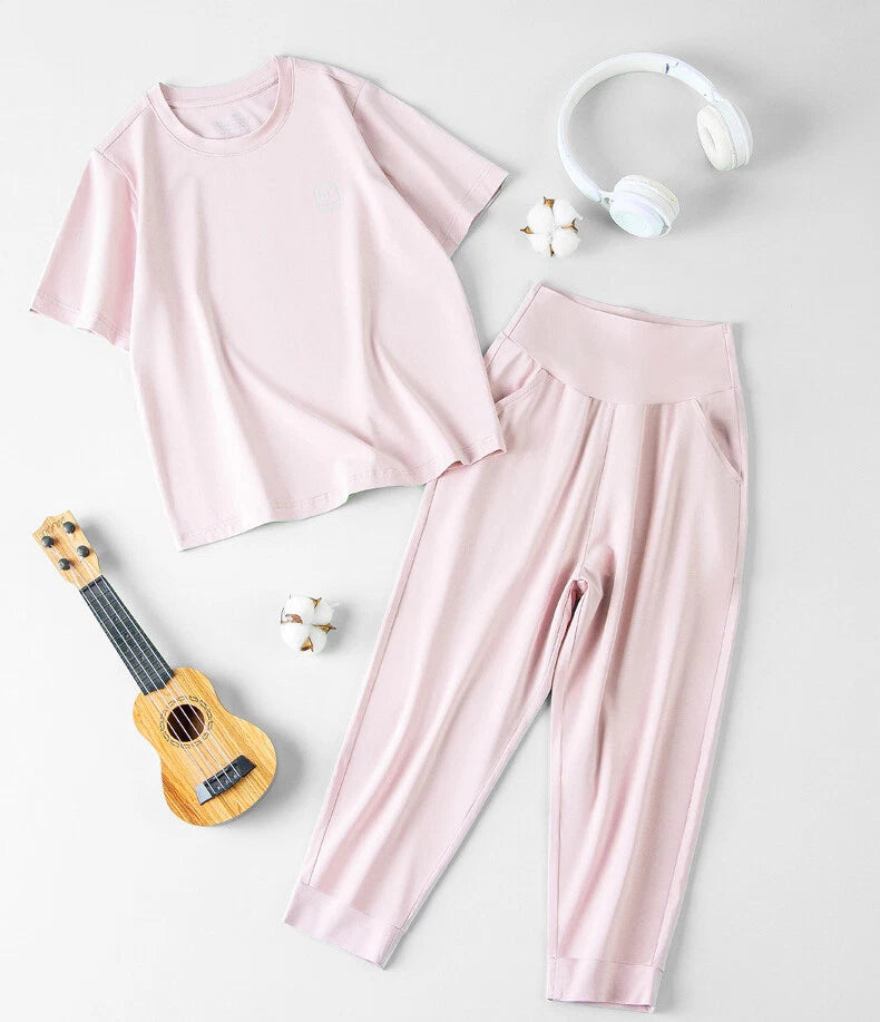 New Kids Anti Mites Homewear Boys Girls Spring Summer Thin Pajama Set-