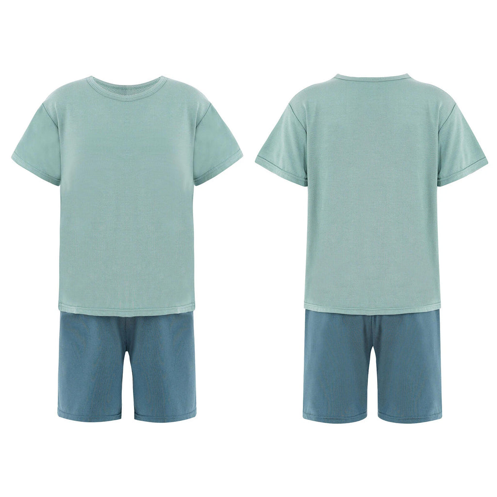 Kids Boys Girls Underwear T-shirt Pajama Set With Pants Nightwear Winter Tops