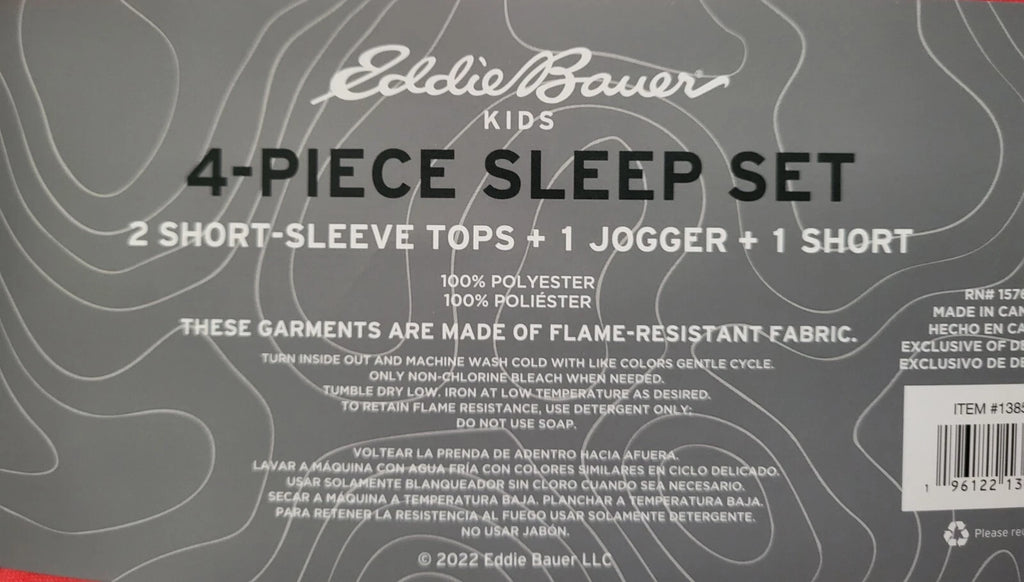 Eddie Bauer KIds 4-Piece Sleep Set Two Shirts, One Jogger, One Short