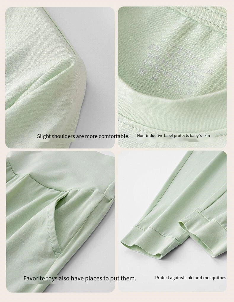 New Kids Anti Mites Homewear Boys Girls Spring Summer Thin Pajama Set-