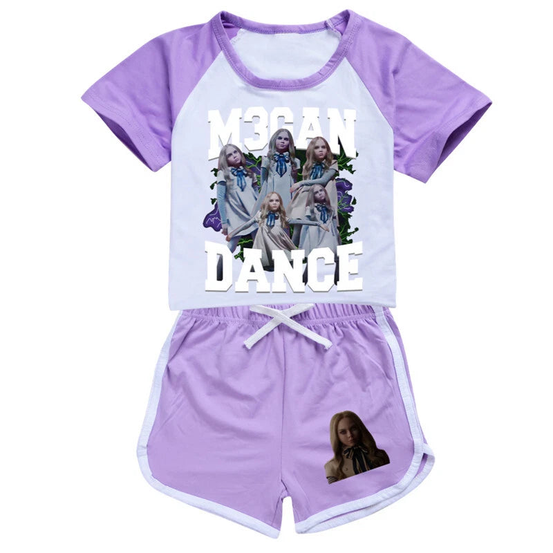 New M3GAN Boys Girls Shorts T-shirt PJ'S Loungewear Tracksuit Kids Birthday Hot