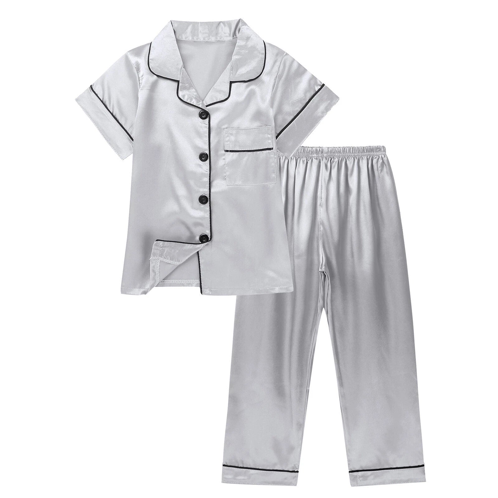 Girl Boy Sleepwear Faux Fur Pajamas Set Trousers Loungewear Buttons Pants Soft