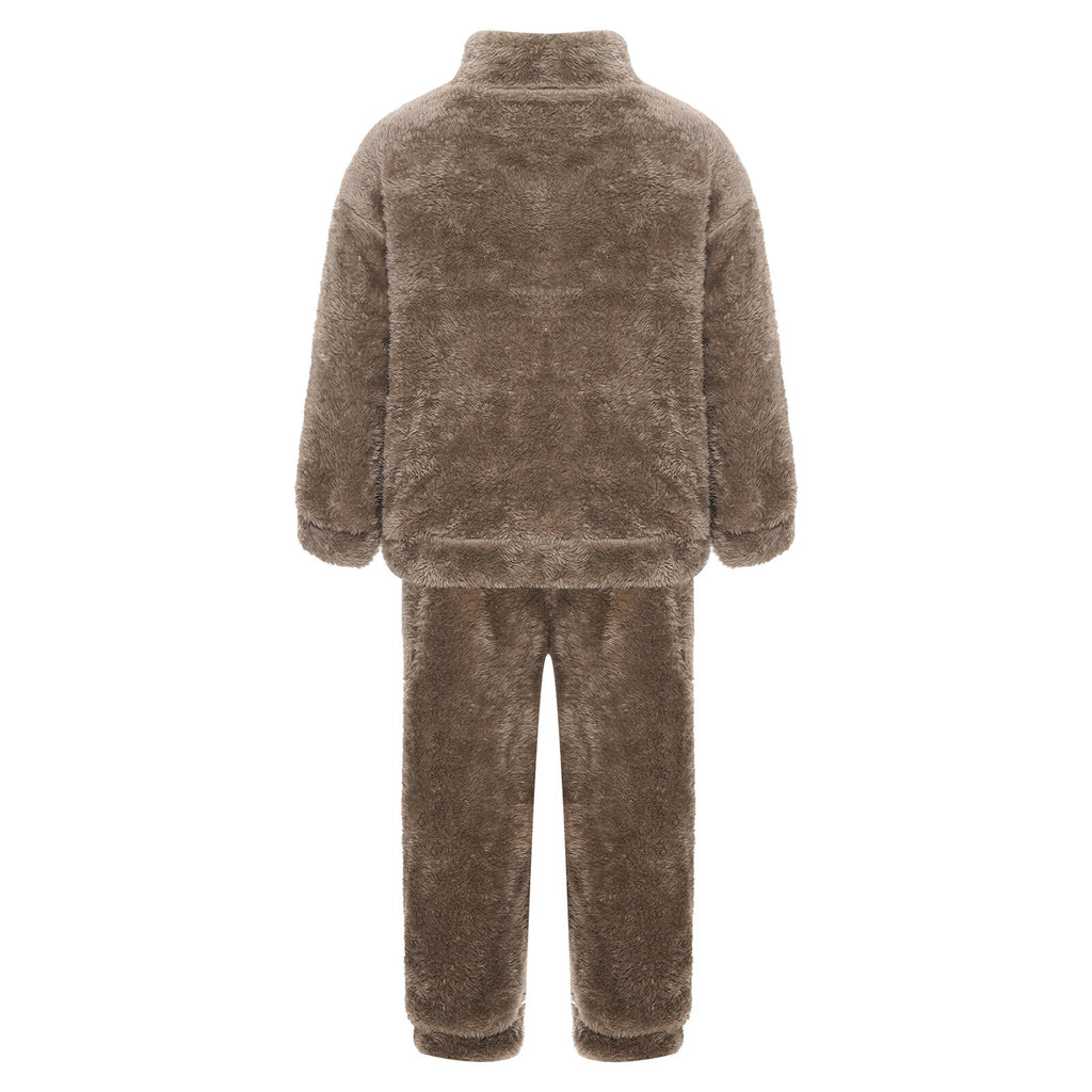 Girl Boy Sleepwear Zipper Pajamas Set Elastic Loungewear Outerwear Nightwear