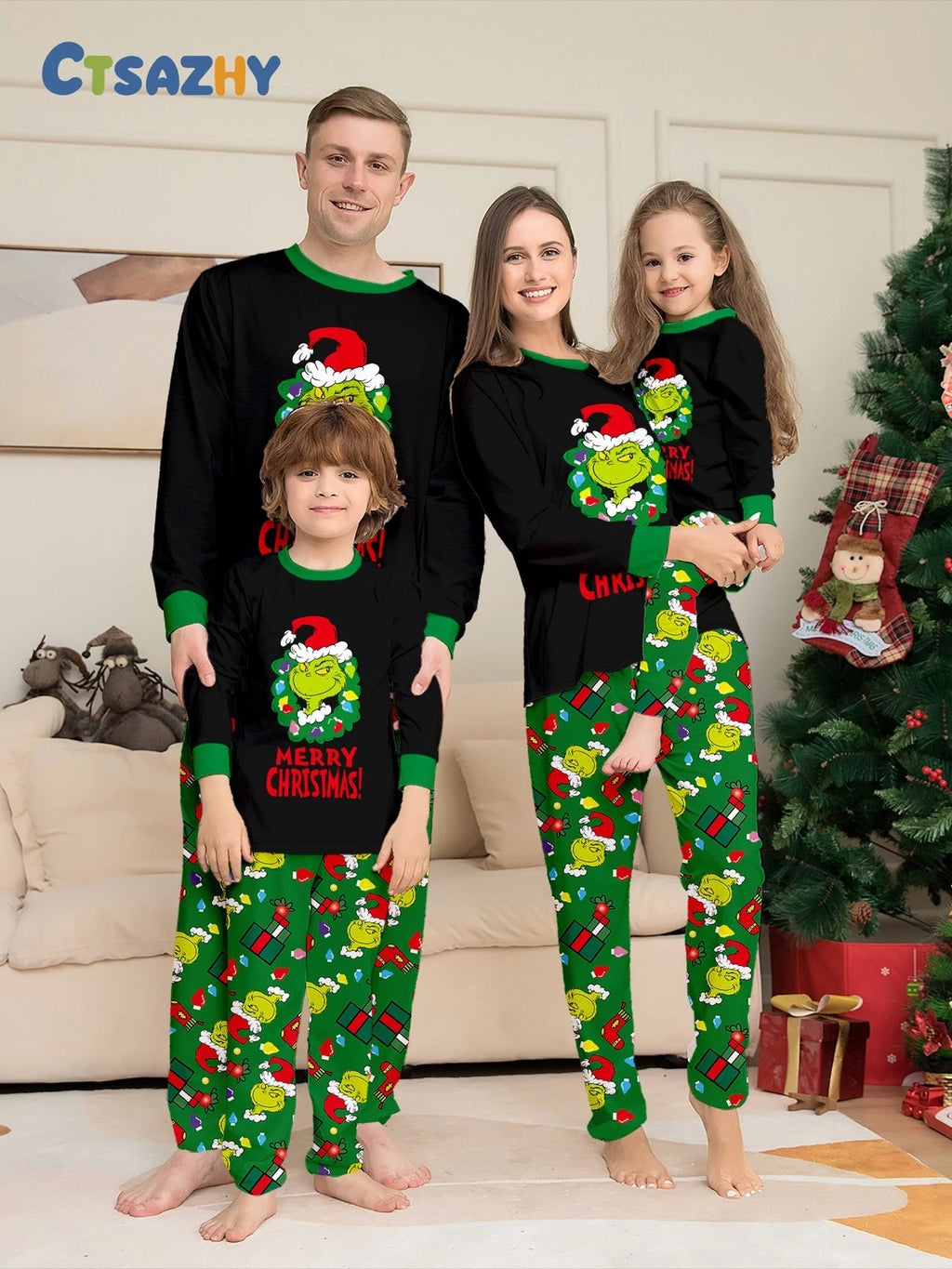 Christmas Family Matching Grinch Pyjamas Adults Kids Xmas Nightwear Pajamas Pjs