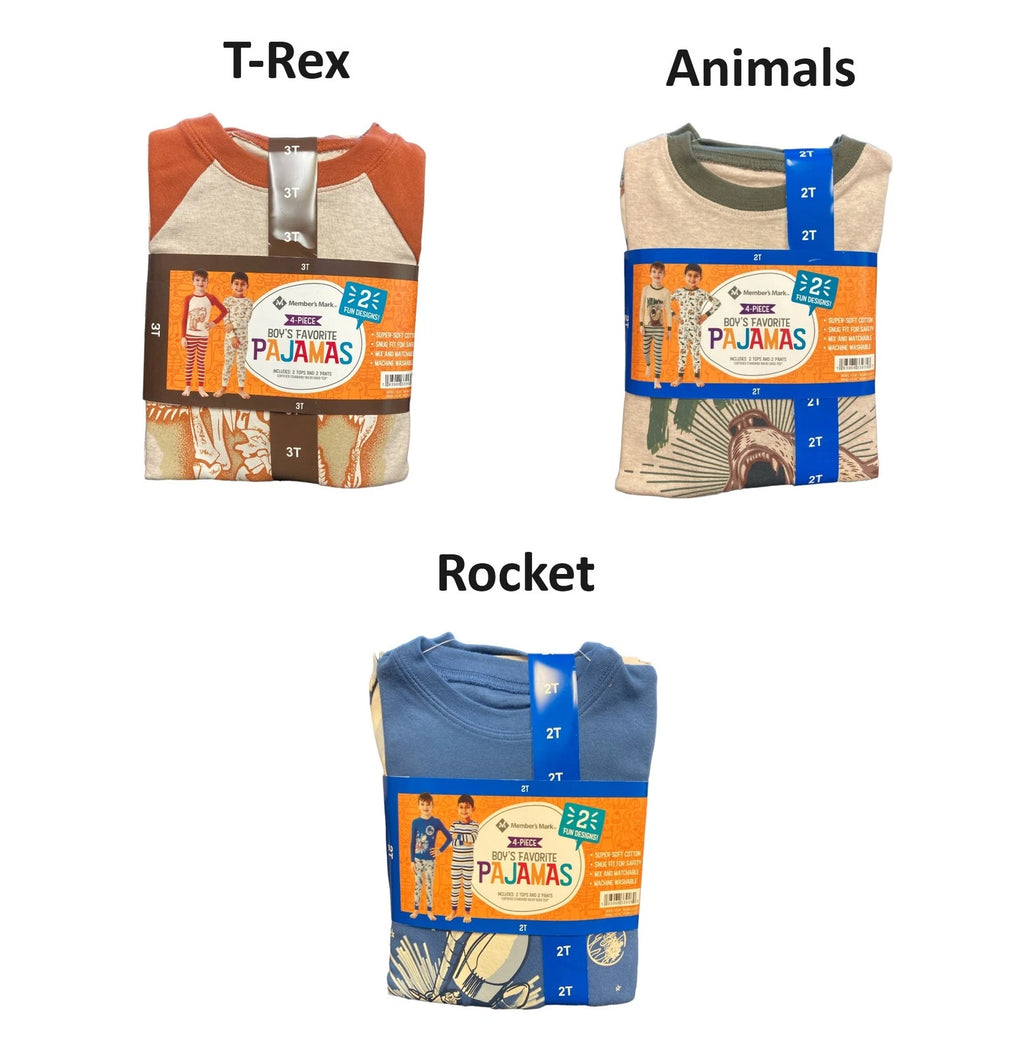 Member's Mark Infant/Youth Boy's 4 Piece Tight Fit Long Sleeve & Pant Pajama Set