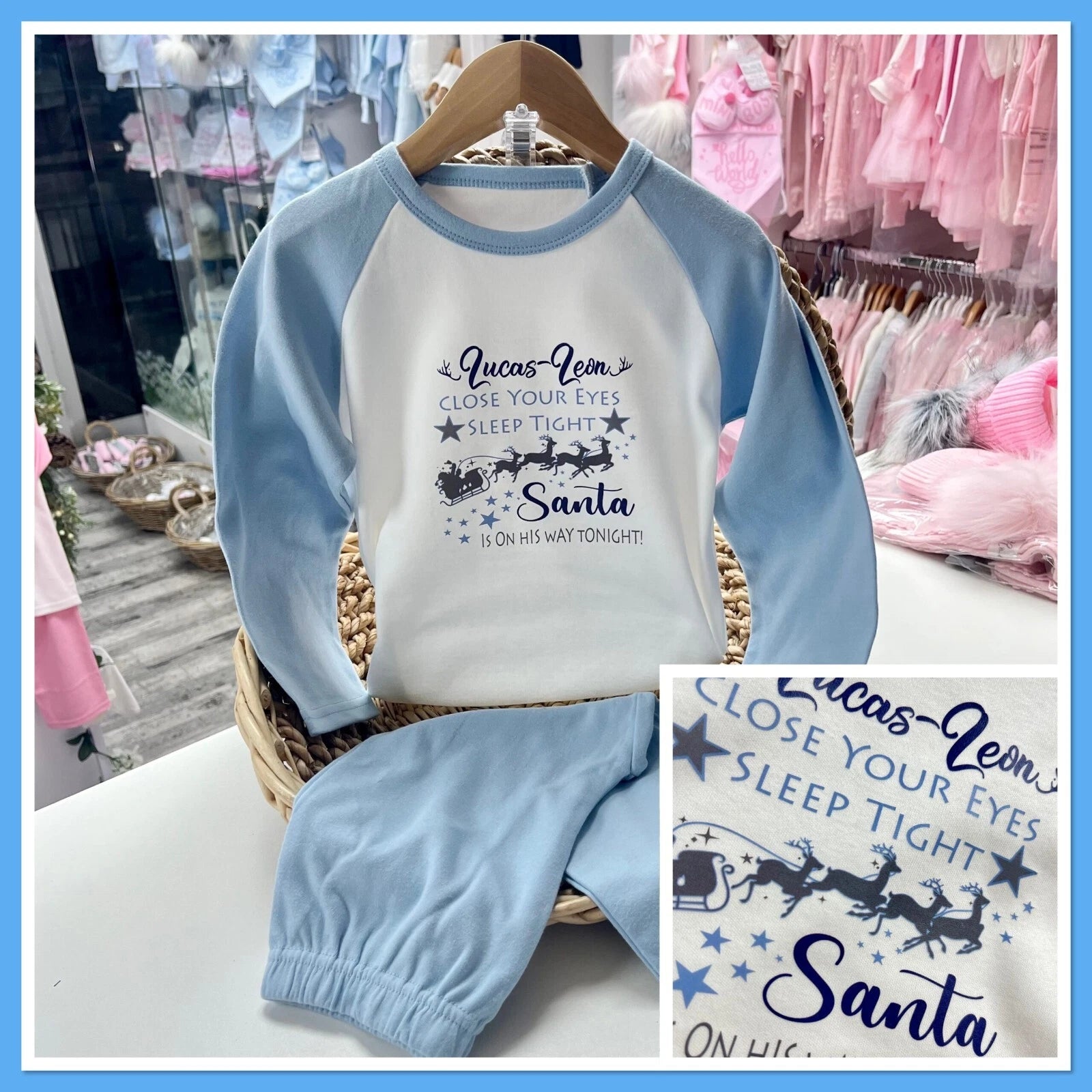 🎄 Personalised Boys Christmas Eve Pyjamas 0-10y Santa On Way Family Matching