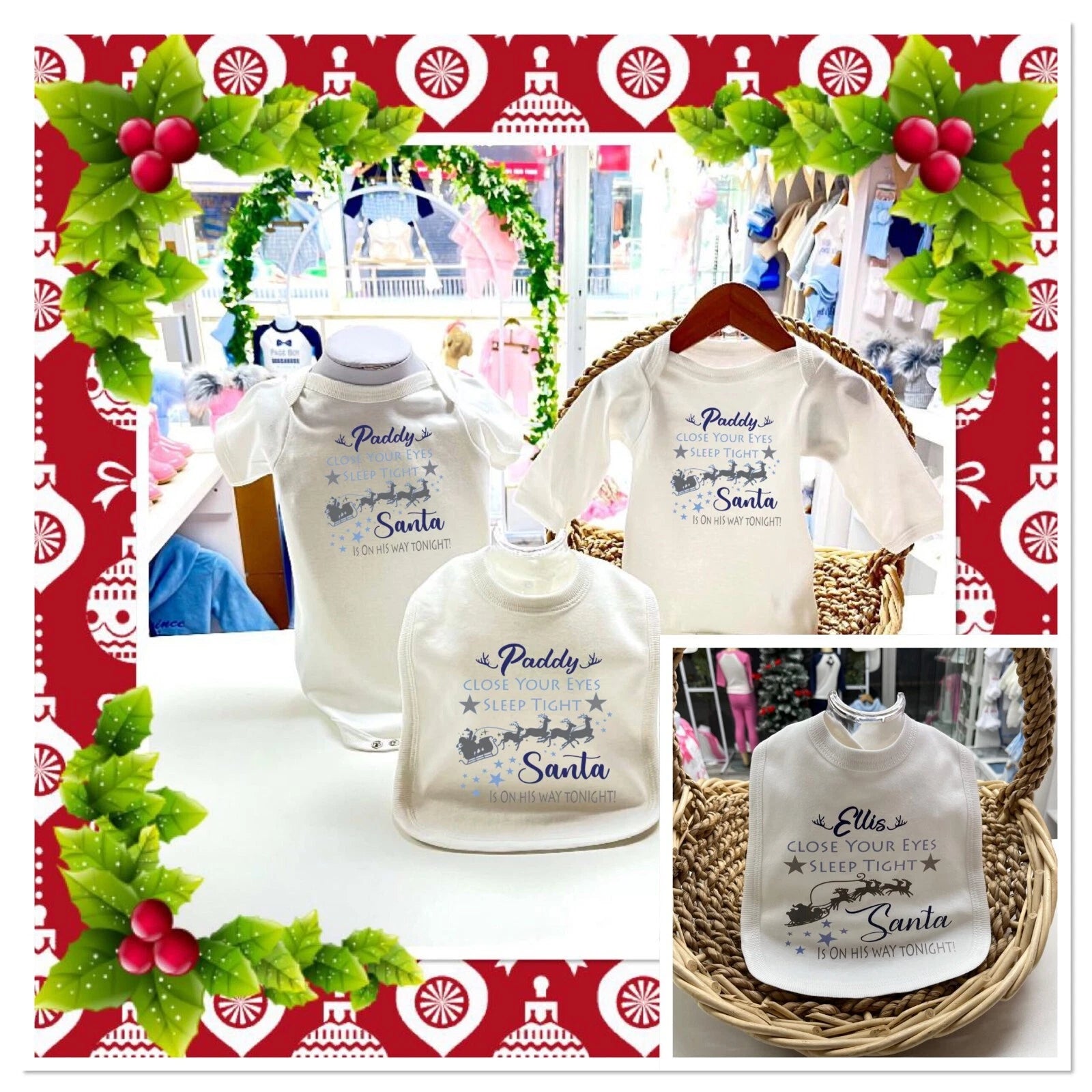 🎄 Personalised Boys Christmas Eve Pyjamas 0-10y Santa On Way Family Matching